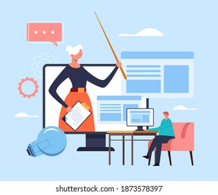 Online internet education concept. Vector flat cartoon graphic design illustration