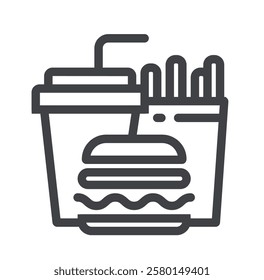 Online internet food delivery concept. Flat lined thin isolated icon