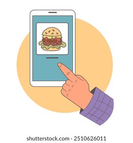 Conceito de serviço online de pedido de comida na Internet. Ilustração de design gráfico plano vetorial