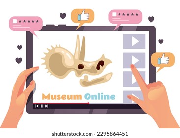 Online internet museum gallery technology concept. Vector graphic design illustration