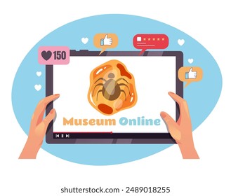 Online internet museum gallery technology concept. Vector graphic design illustration