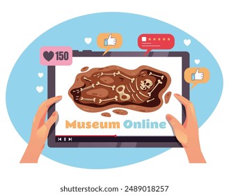 Online internet museum gallery technology concept. Vector graphic design illustration