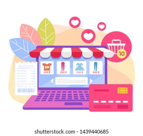 Online internet shopping concept. Vector flat cartoon design graphic isolated illustration