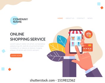 Online internet shopping web page banner concept. Vector flat cartoon graphic design illustration