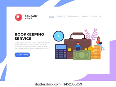 Online internet web bookkeeping web banner concept. Vector flat graphic design cartoon illustration