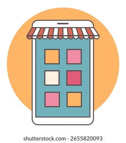 Online internet web shopping by pc, laptop, phone icon flat simple style isolated concept. Vector flat graphic design illustration