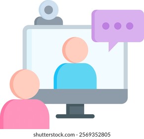 Online Interview Icon Flat Vector Illustration