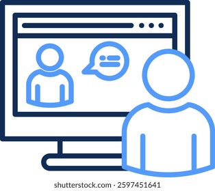 Online Interview Icon Line Color Vector Illustration