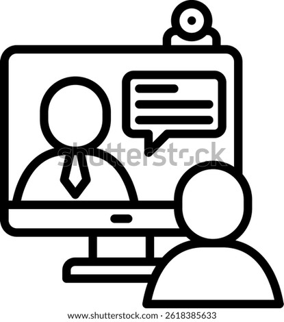 Online Interview Icon Line Vector Illustration