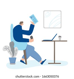Online interview. Interactive communication concept. Vector flat illustartion.
