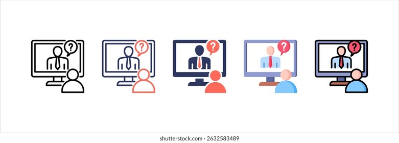 Online Interview Multi Style Icon Set