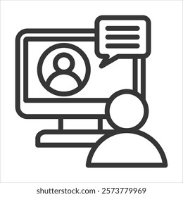 Online Interview Outline Icon Vector Illustration