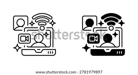 Online Interview Vector Line Icon for Employment
