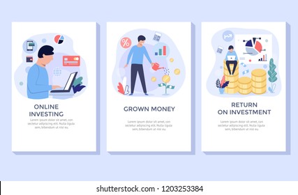 Online investing concept illustration set, perfect for banner, mobile app, landing page