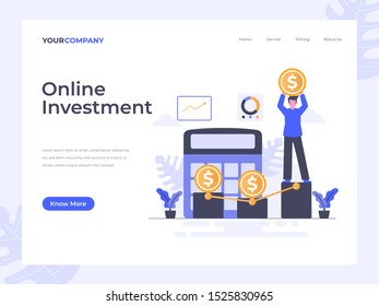 Online Investment flat vector illustration concept, can be used for landing page, ui, web, app intro card, editorial, flyer, and banner.