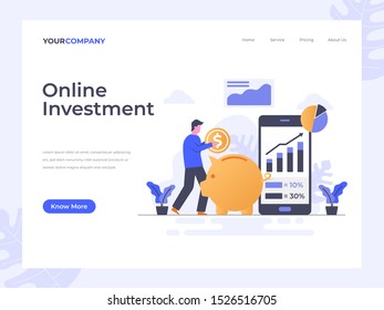 Online investment flat vector illustration concept, can be used for landing page, ui, web, app intro card, editorial, flyer, and banner.