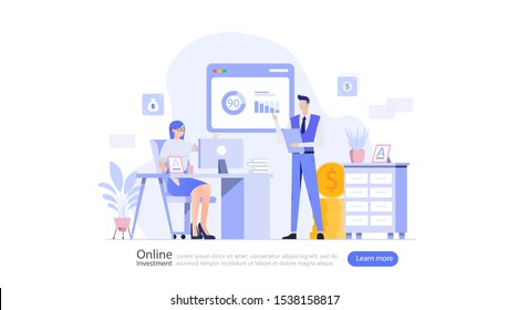 Online Investment Vector Illustration Concept , Suitable for web landing page, ui, mobile app, editorial design, flyer, banner, and other related occasion