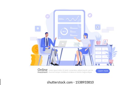 Online Investment Vector Illustration Concept , Suitable for web landing page, ui, mobile app, editorial design, flyer, banner, and other related occasion