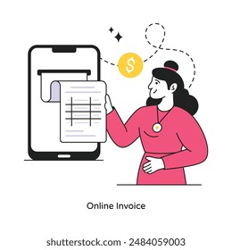 Online Invoice abstract concept vector in a flat style stock illustration