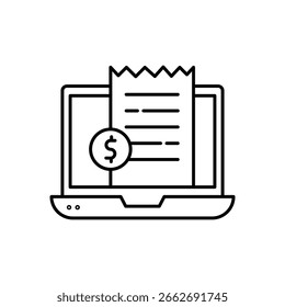 Online Invoice Digital Billing Line Icon	