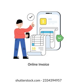 Ilustración del vector de diseño de estilo plano de factura en línea. Ilustración de acciones