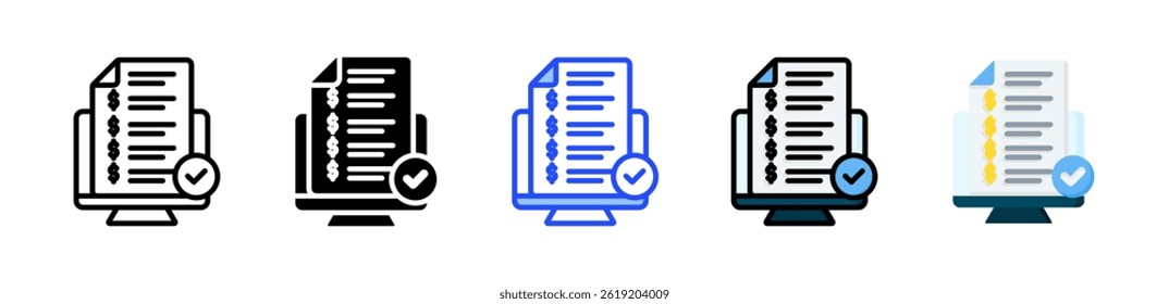 Colección de íconos de Factura en línea con múltiples estilos