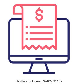 Online Rechnung Symbol Farbe Vektorgrafik
