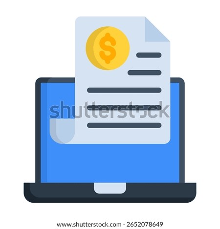 Online Invoice Icon Flat Vector Illustration