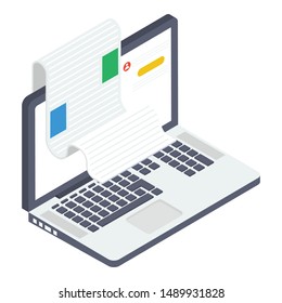 Online invoice icon isometric design