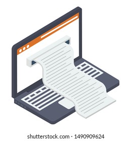 Online invoice icon isometric design