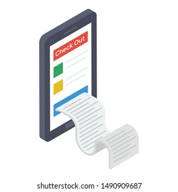 Online invoice icon isometric design