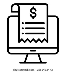 Ilustración vectorial de línea de icono de Factura en línea
