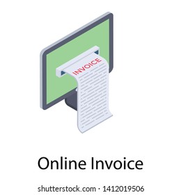 
Online invoice isometric icon isolated on white background 
