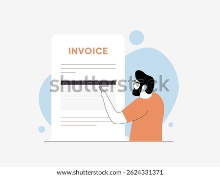 Online invoicing vector illustration - process of electronic payment and invoice management. Ideal for businesses aiming to modernize billing systems. E-invoicing payment vector illustration concept