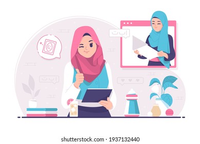 online islamic courses concept illustration background