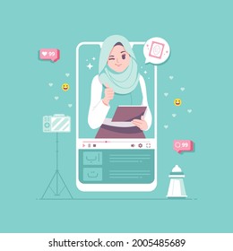 online islamic learning concept illustration background