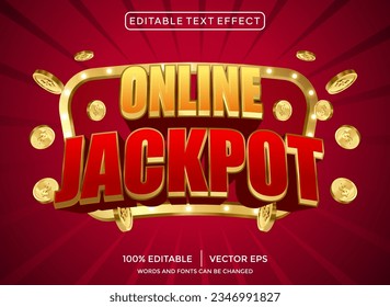 efecto de texto editable en 3D de jackpot en línea