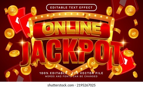 efecto de texto 3d de jackpot en línea y efecto de texto editable