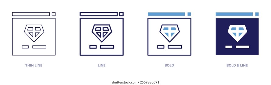 Online jewelry icon in 4 different styles. Thin Line, Line, Bold, and Bold Line. Duotone style. Editable stroke.