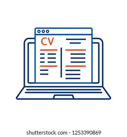 Online job application color icon. Job search website. Online resume builder, cv maker. Recruitment website. Isolated vector illustration