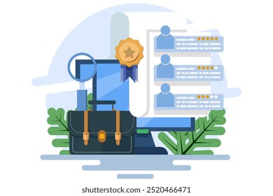 Concepto de solicitud de empleo en línea, candidato de trabajo, contratación, entrevista de trabajo, contratación, estamos contratando, buscando trabajos. Estamos contratando y contratando en línea. para la página de Web, ui, App, Plantilla. Ilustración.