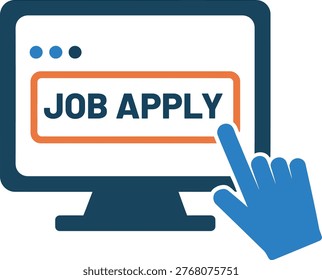 Online Job Application Concept with Mouse Click on Desktop Monitor Screen for Employment Recruitment and Career Search Illustration