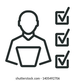 online job approval - minimal line web icon. simple vector illustration. concept for infographic, website or app.