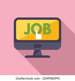 Online job click icon flat vector. Computer search. Career people