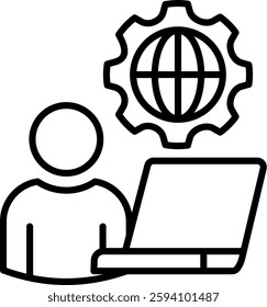 Online Job Icon Line Vector Illustration