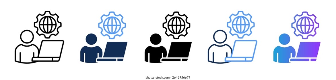 Online Job Icon Multiple Vector Illustration