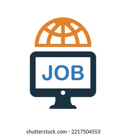 Online Job Symbol Einfache bearbeitbare Vektorgrafiken.
