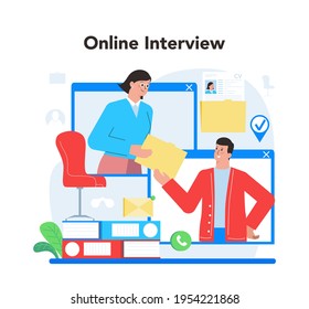 Online job interview concept. Idea of employment and hiring procedure.