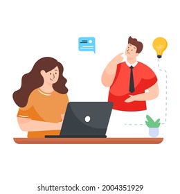 Entrevista laboral en línea en ilustración de diseño plano