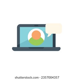 Online job interview icon flat vector. Computer search. Internet people isolated